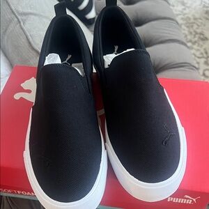 Puma Black & White Slip-On Canvas Sneakers